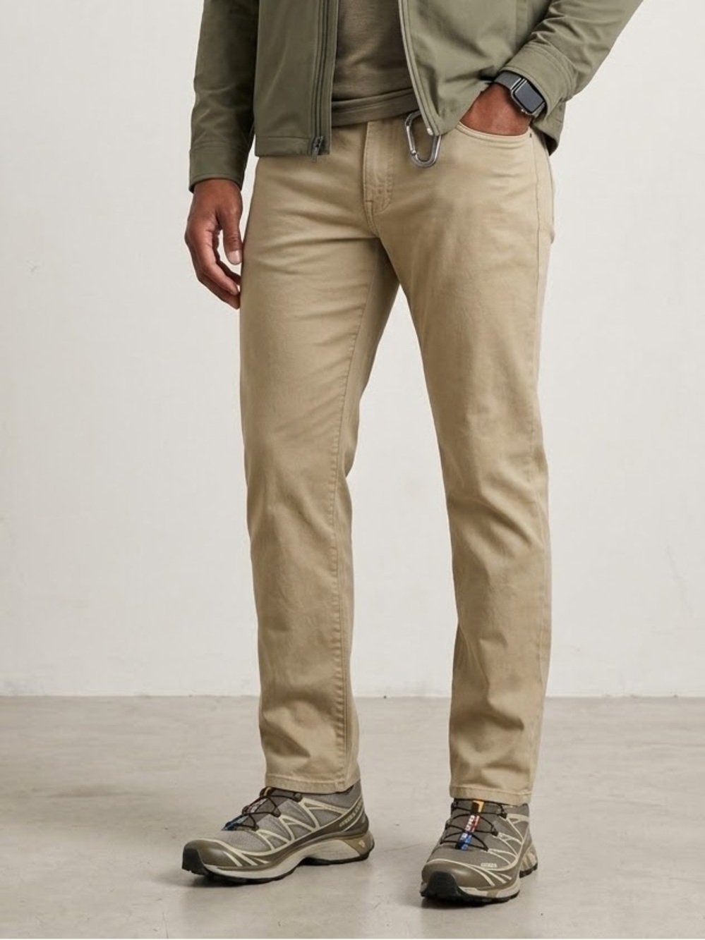 RHONE Mens Everyday Five Pocket Pant Stretch Twill Chino Khaki Tan 35